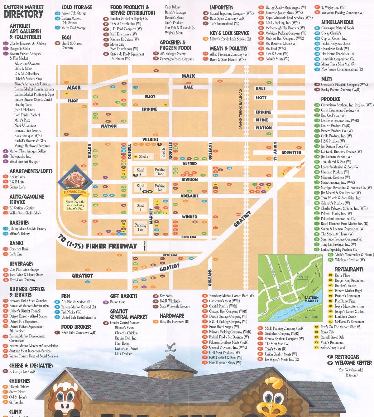 வரைபடத்தை கிழக்கு சந்தை Detroit