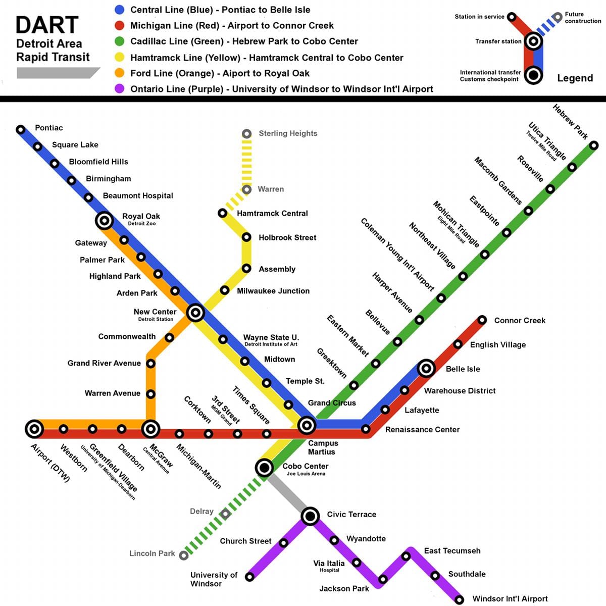 டெட்ராய்ட் ரயில் வரைபடம்