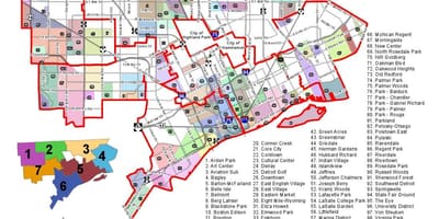 மாவட்ட Detroit வரைபடம்
